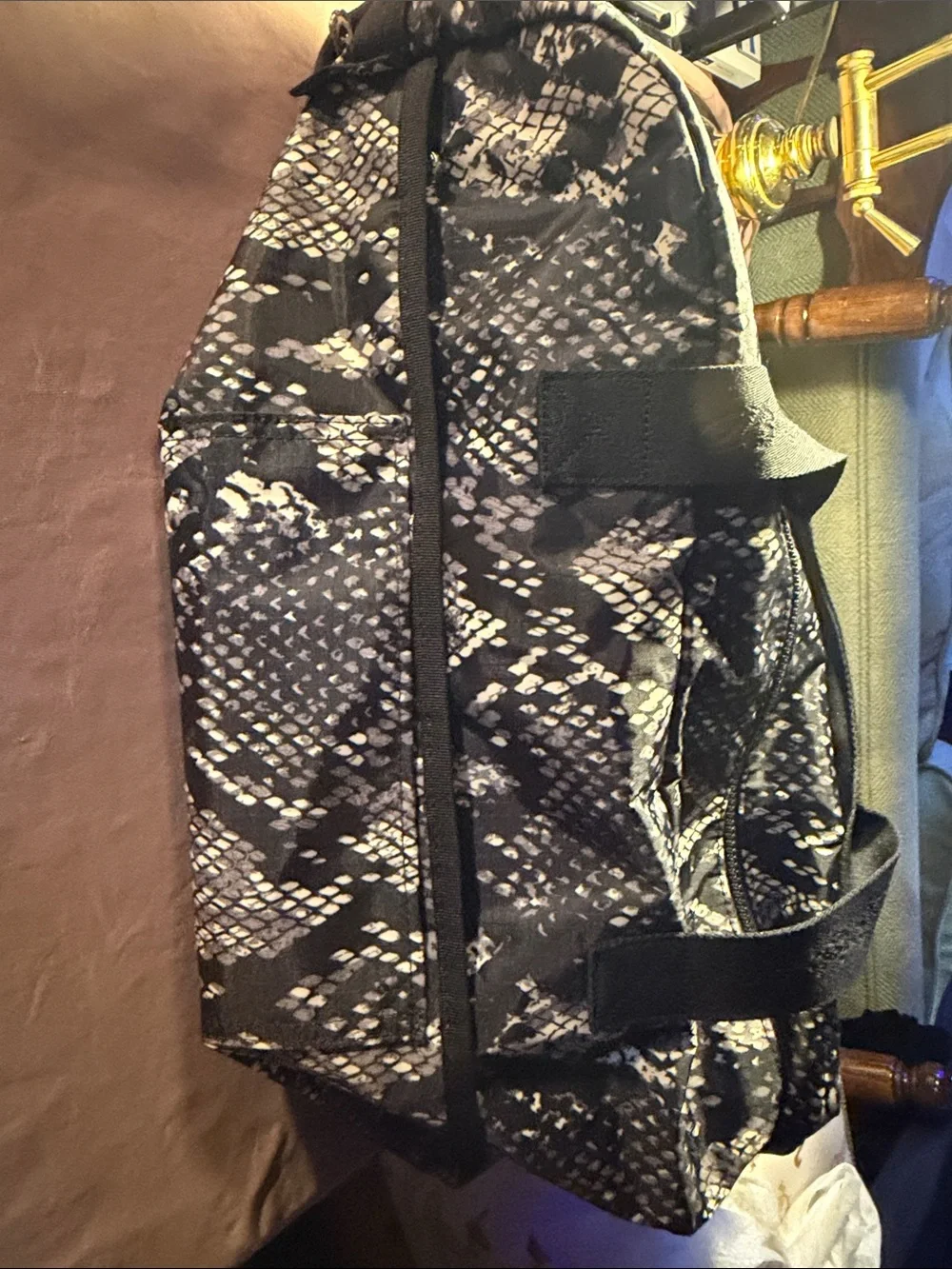 Brighton Black and White Snake-Print Tote